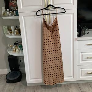 Nicole Miller silk cami dress brown with polka dots size S. NWT
